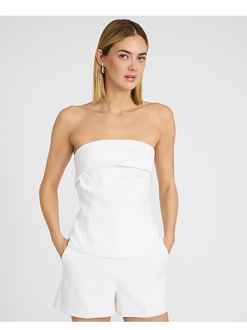 Express White High-Rise Tailored Shorts